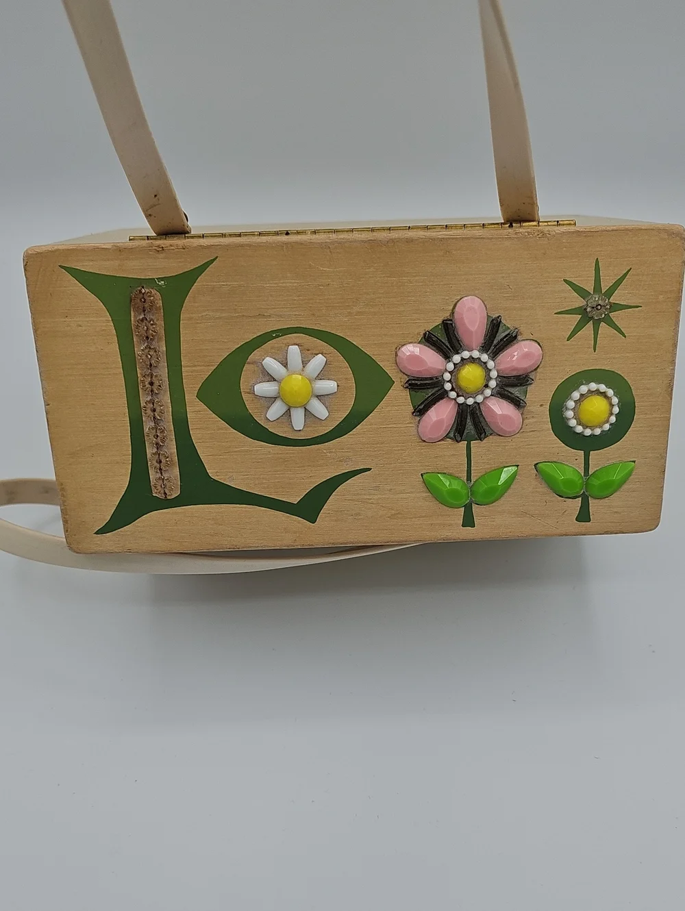 Enid Collins of Texas Wood Love Box Bag Purse 1960s MCM